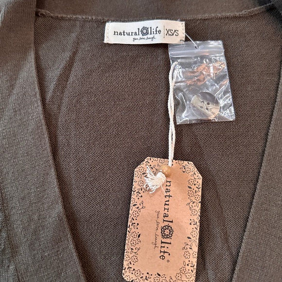 NWT women's NaturalLife live happy cotton cardigan XS/S olive daisy - Picture 2 of 2